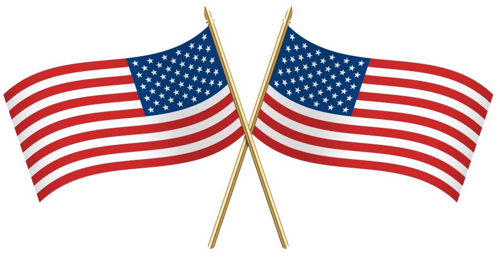 2 American Flags Crossed