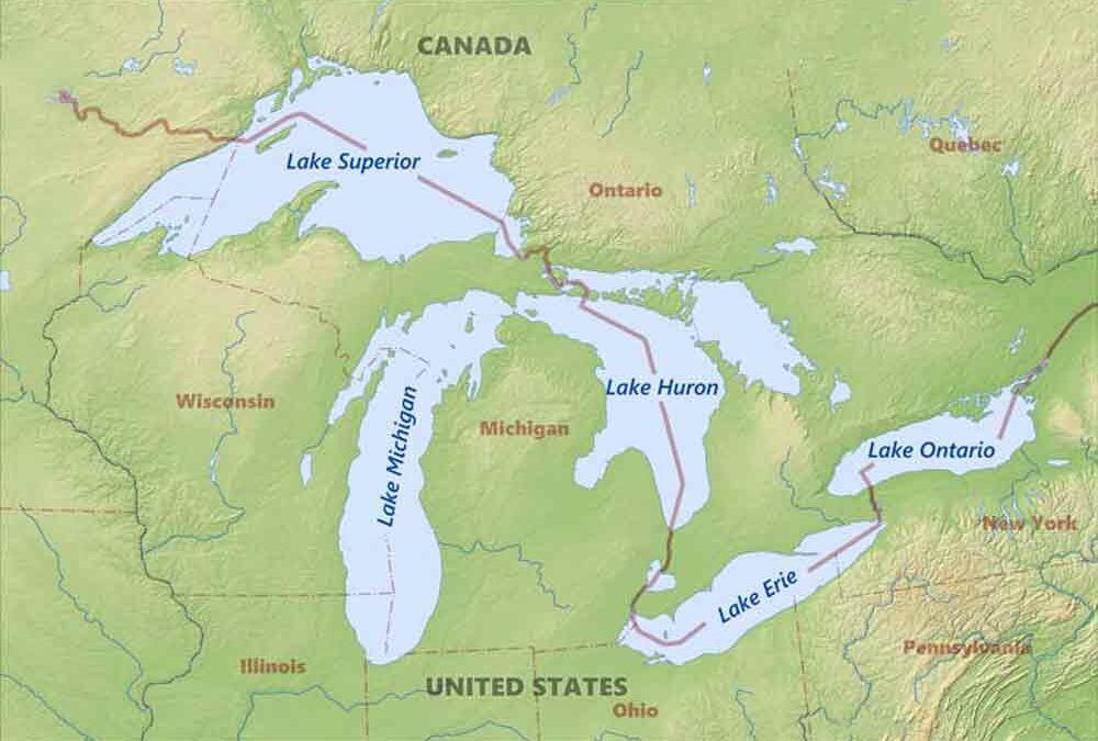 map of the great lakes area in the United States